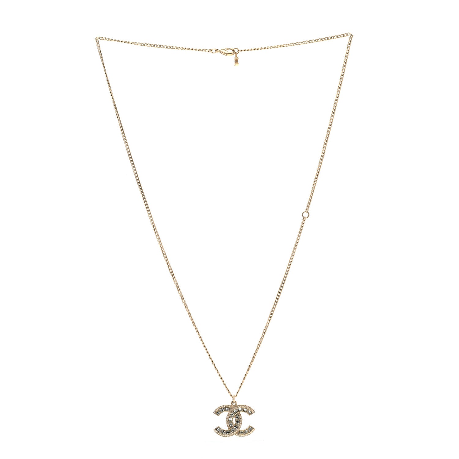 Chanel Baguette Crystal CC Necklace Gold 3 of 6