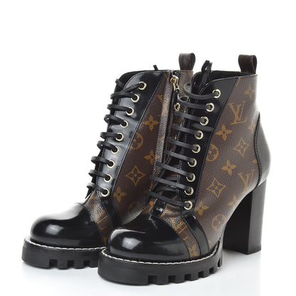 Louis Vuitton Patent Calfskin Monogram Star Trail Ankle Boots 38 Black 3 of 8