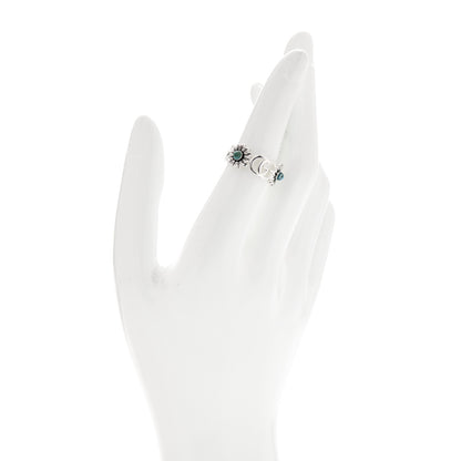 Gucci Sterling Silver Mother of Pearl Blue Topaz Flower Marmont Double G Ring 53 6.5 2 of 6