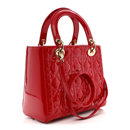 Christian Dior Patent Cannage Medium Lady Dior Red 3 of 10