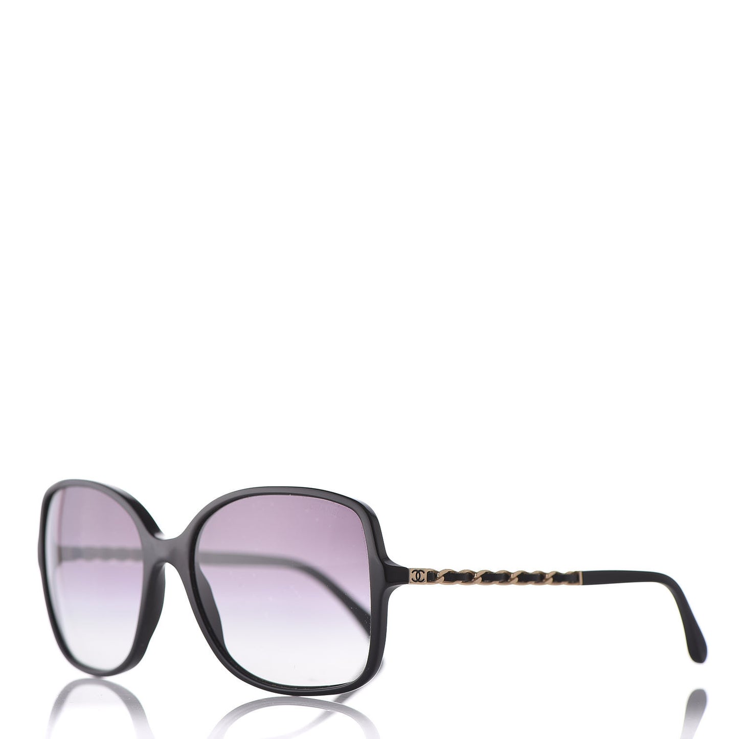 Lambskin Square Chain Sunglasses 5210-Q Black