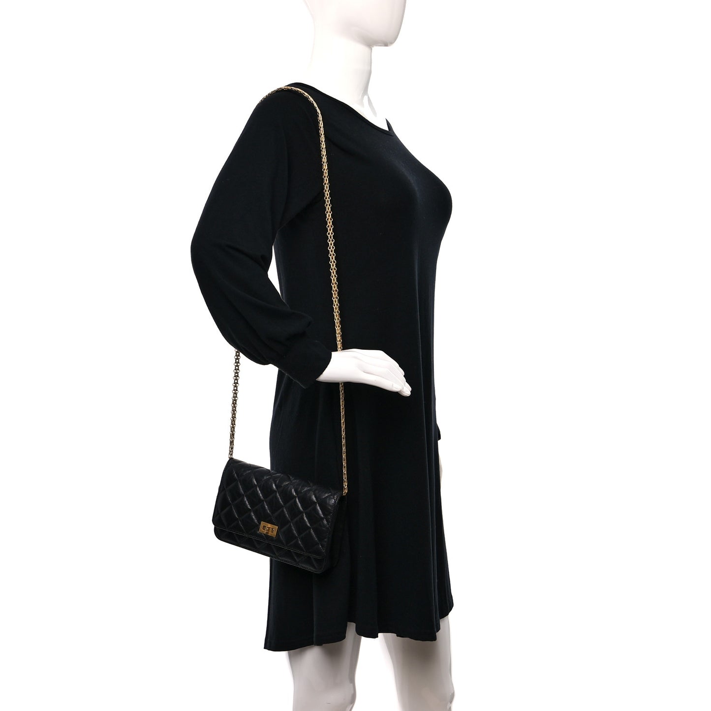 Aged Calfskin Quilted Reissue Wallet On Chain WOC Black