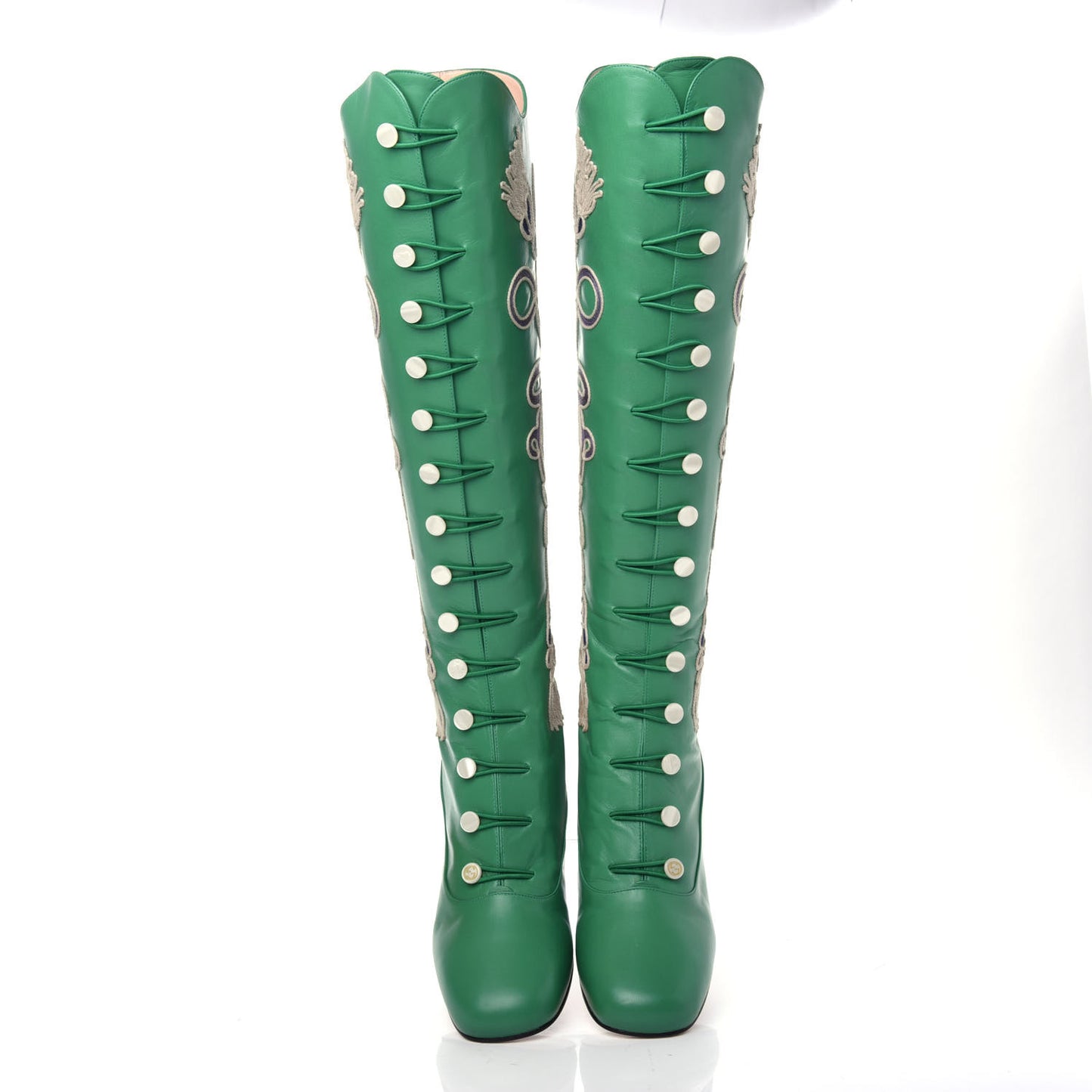 Calfskin Embroidered Amaya Knee High Boots 39 New Shamarock