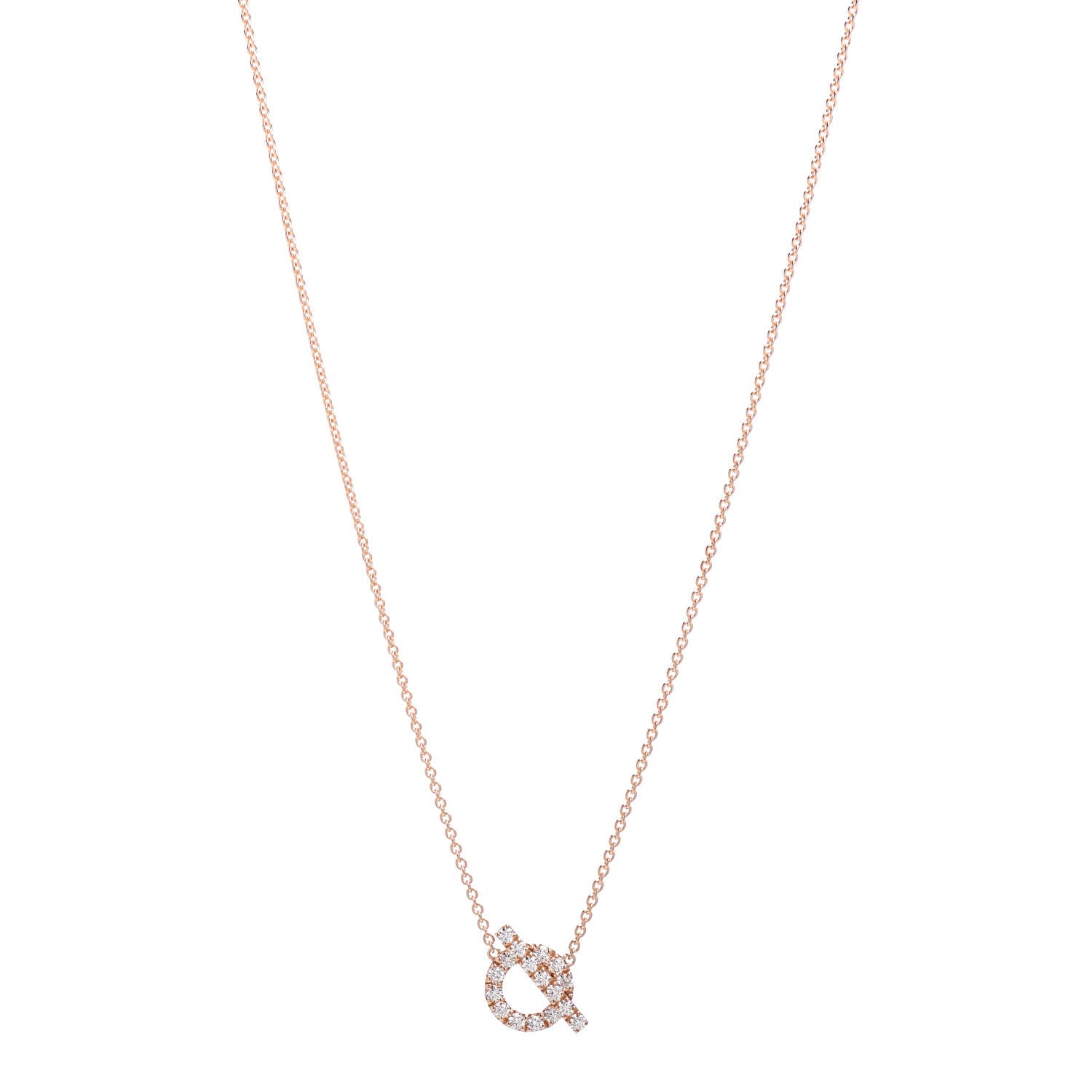 Hermes 18K Rose Gold Diamond Finesse Pendant Necklace 1 of 6