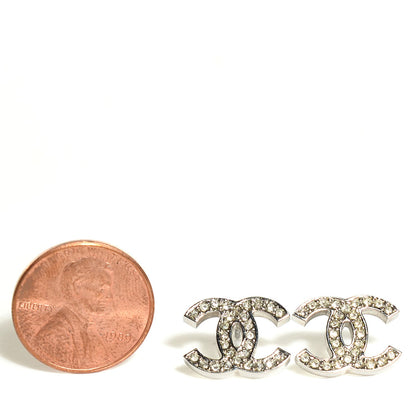 Chanel Crystal Timeless CC Earrings Silver 2 of 5