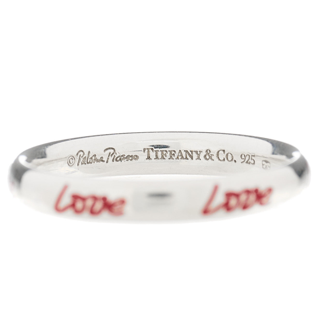 Tiffany Sterling Silver Enamel Paloma Picasso Love Band Ring 53 6.5 Red 4 of 6