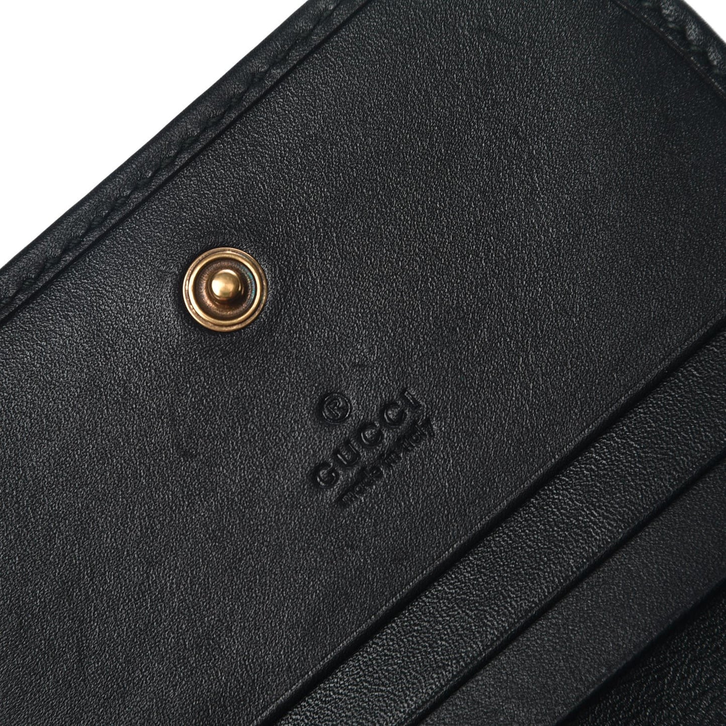 Calfskin Matelasse GG Marmont Card Case Black