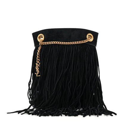 Saint Laurent Calfskin Small Grace Fringed Hobo Bag Black 1 of 11