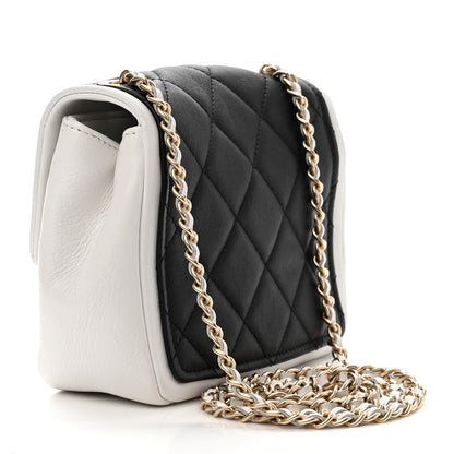 Chanel Lambskin Quilted Graphic Mini Flap Bag Black White 3 of 10