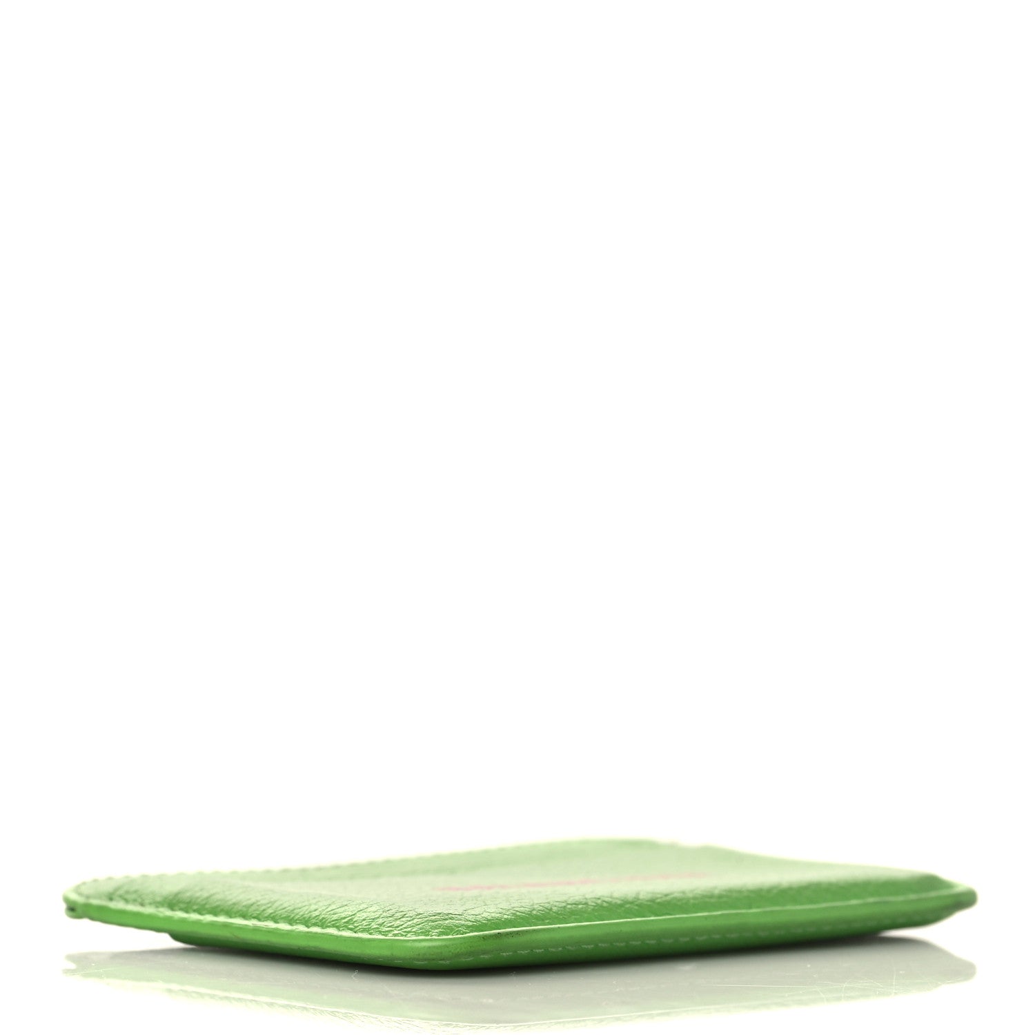 Balenciaga Grained Calfskin Logo Cash Rounded Card Holder Light Green Fuchsia 4 of 9