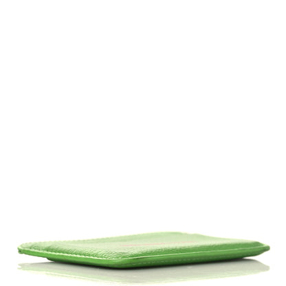 Balenciaga Grained Calfskin Logo Cash Rounded Card Holder Light Green Fuchsia 4 of 9