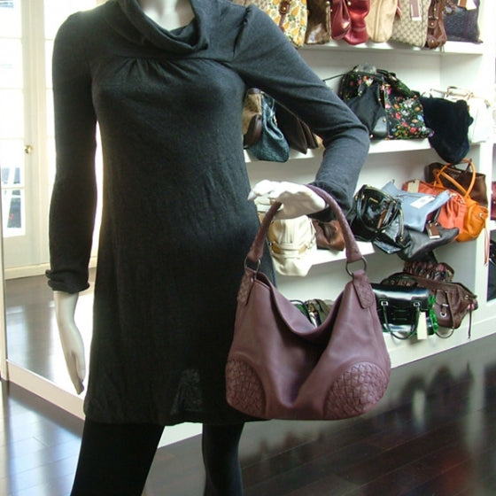 Leather Woven Hobo Grape