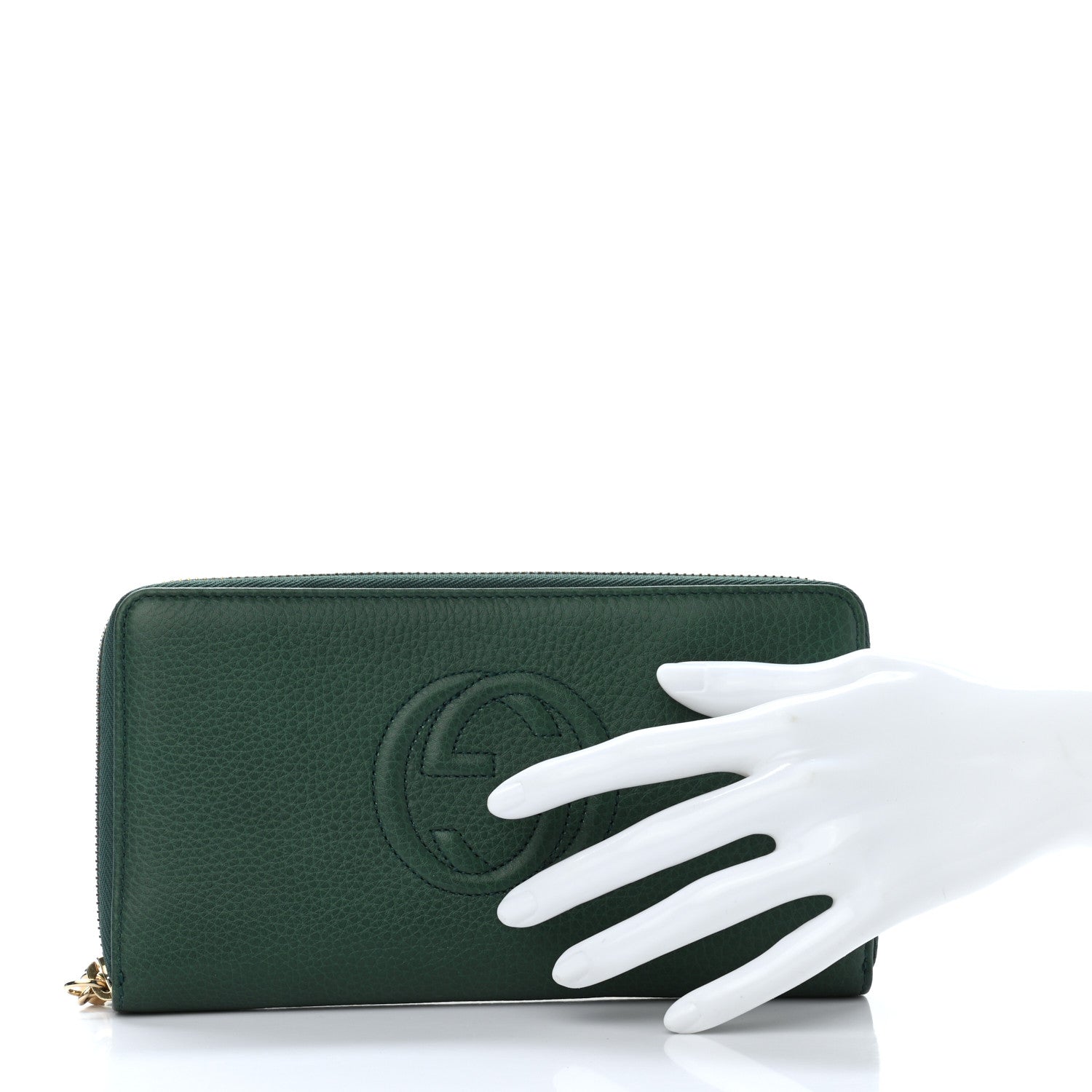 Gucci Pebbled Calfskin Soho Zip Around Wallet Green 2 of 9