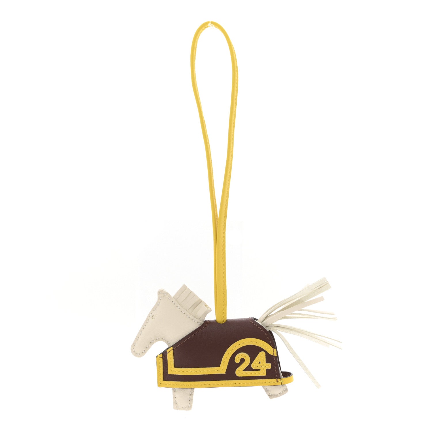 Hermes Milo Lambskin Grigri Rodeo Robeo 24 Bag Charm PM Craie Terre Jaune De Naples 1 of 5