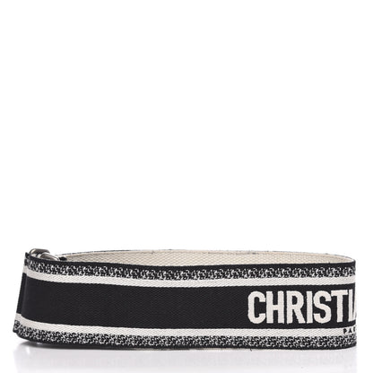 Christian Dior Canvas Embroidered Shoulder Strap Black White 2 of 5