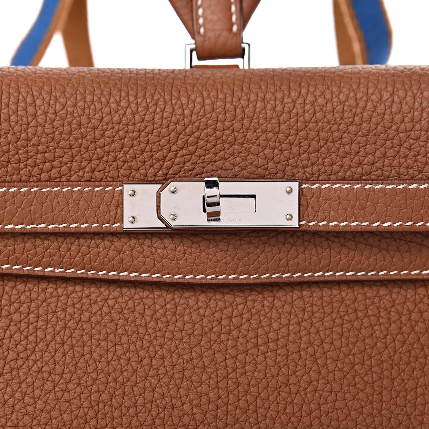 Taurillon Clemence Kelly Amazone Ado Backpack 22 Gold Bleu Zellige Caramel
