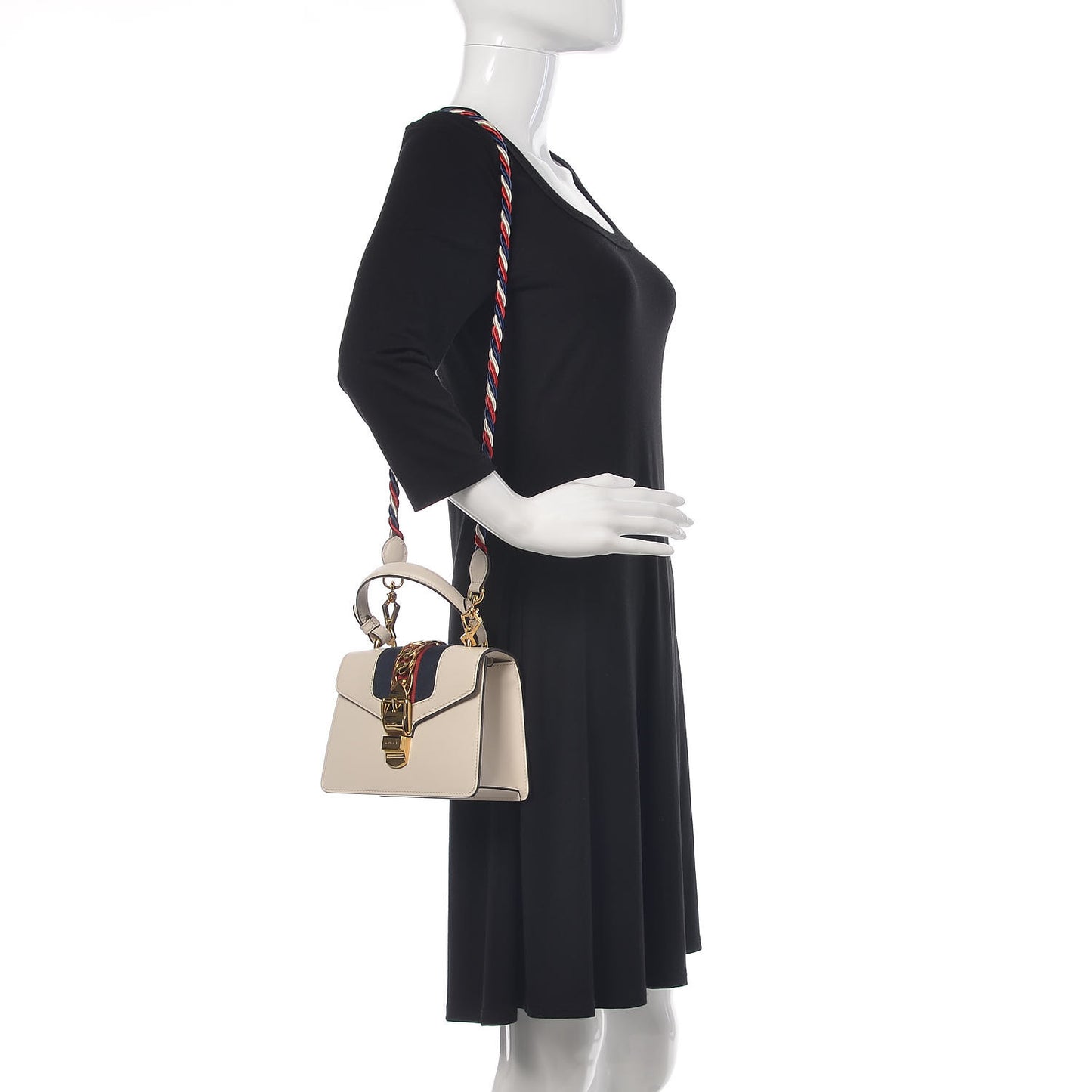 Calfskin Mini Sylvie Top Handle Bag White