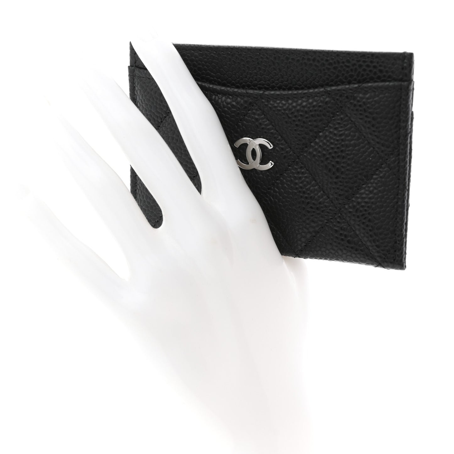 Caviar Quilted Card Holder Black