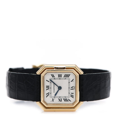 Cartier 18K Yellow Gold Alligator 24mm Ceinture Octagon Manual Winding Watch 2 of 6