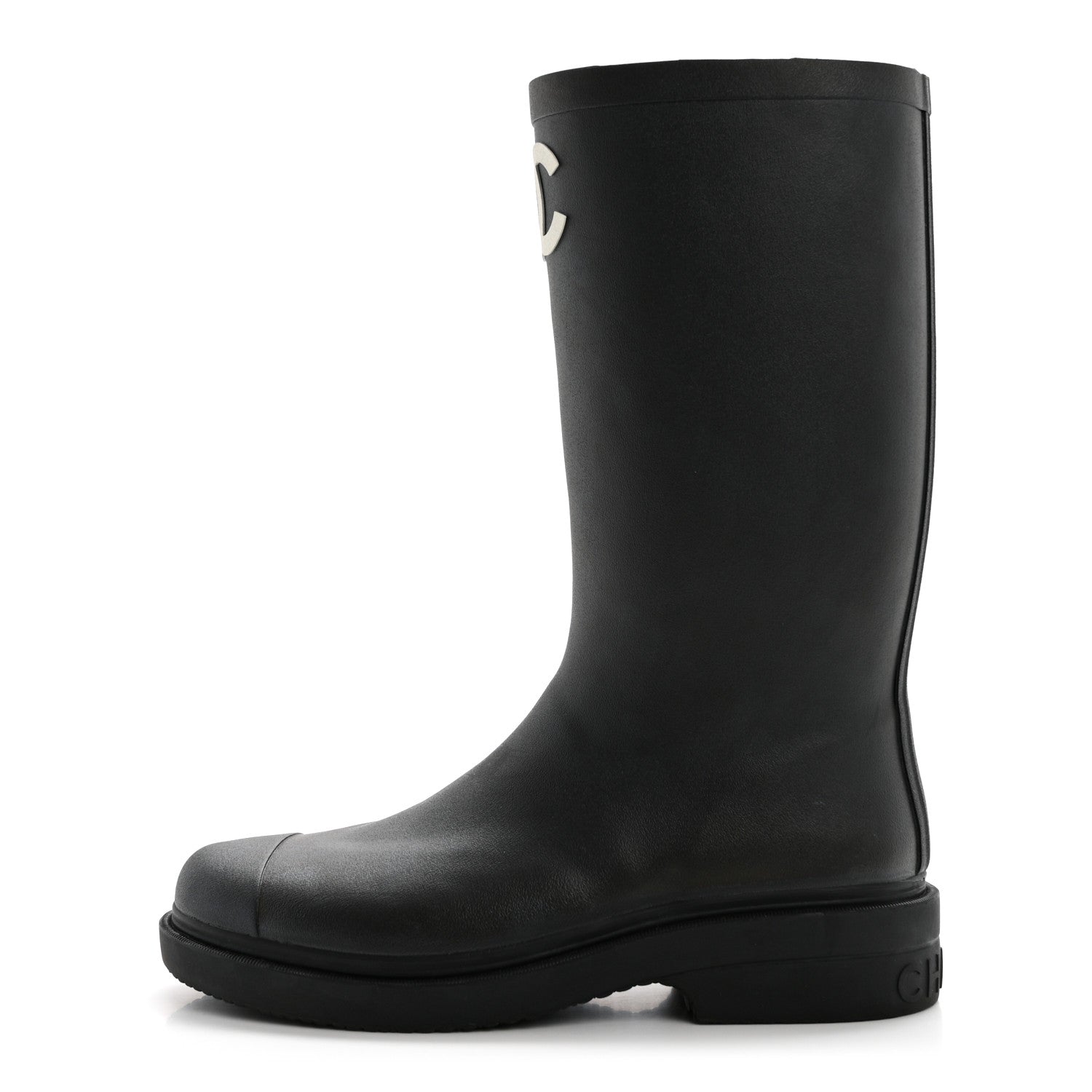 Chanel Caoutchouk CC High Boots 38 Black 1 of 8