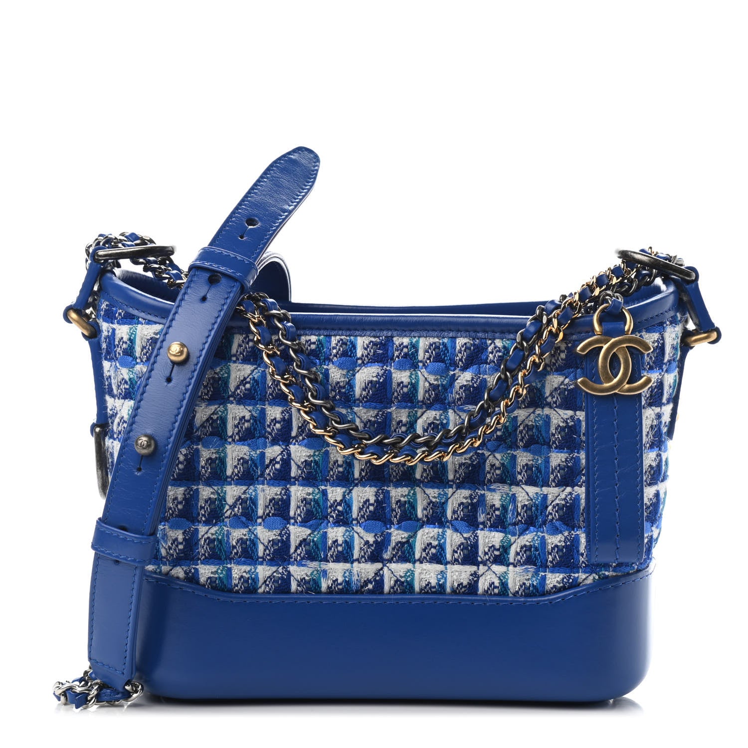 Chanel Tweed Calfskin Small Gabrielle Hobo Royal Blue 1 of 7
