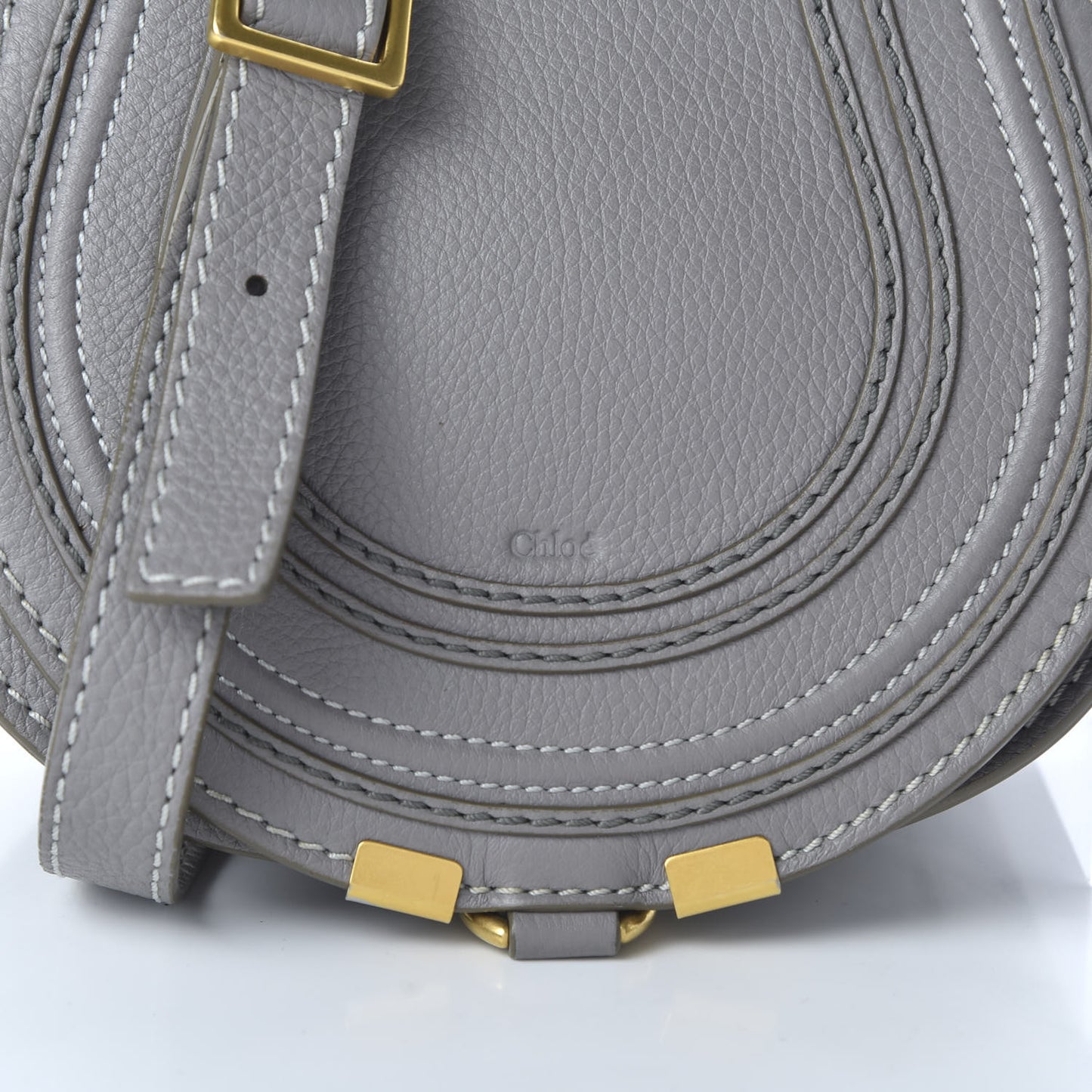 Calfskin Mini Marcie Round Crossbody Bag Cashmere Grey