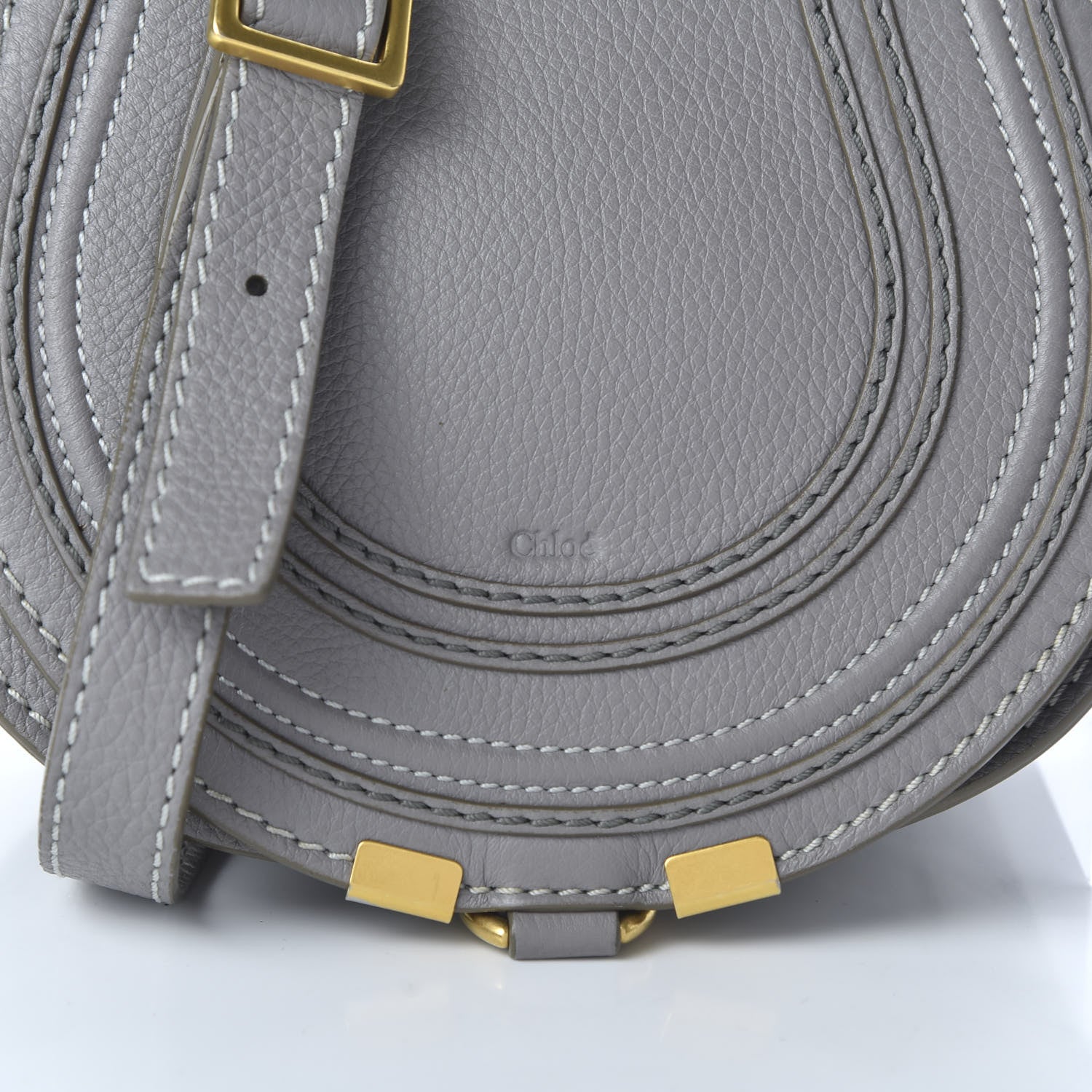Chloe Calfskin Mini Marcie Round Crossbody Bag Cashmere Grey 9 of 9