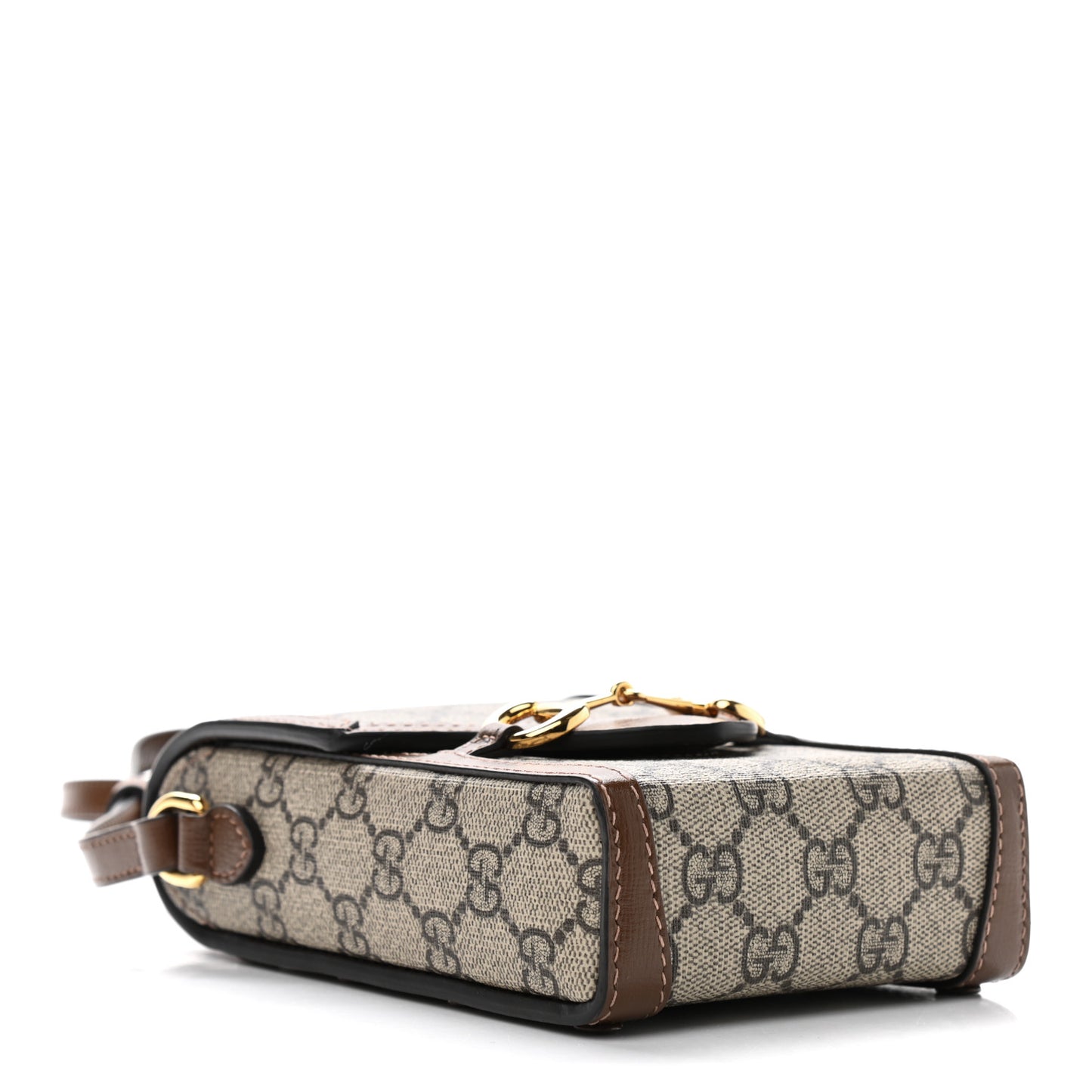 GG Supreme Monogram Mini Horsebit 1955 Crossbody Bag Beige Brown Sugar