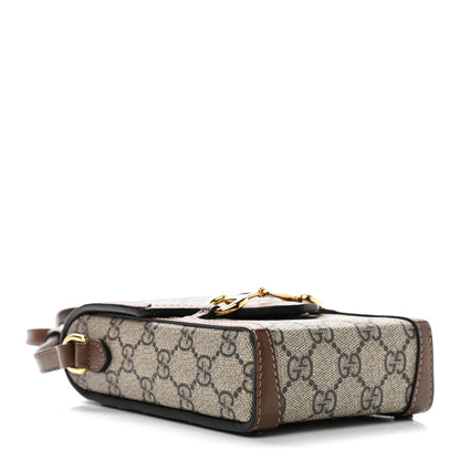 Gucci GG Supreme Monogram Mini Horsebit 1955 Crossbody Bag Beige Brown Sugar 4 of 10