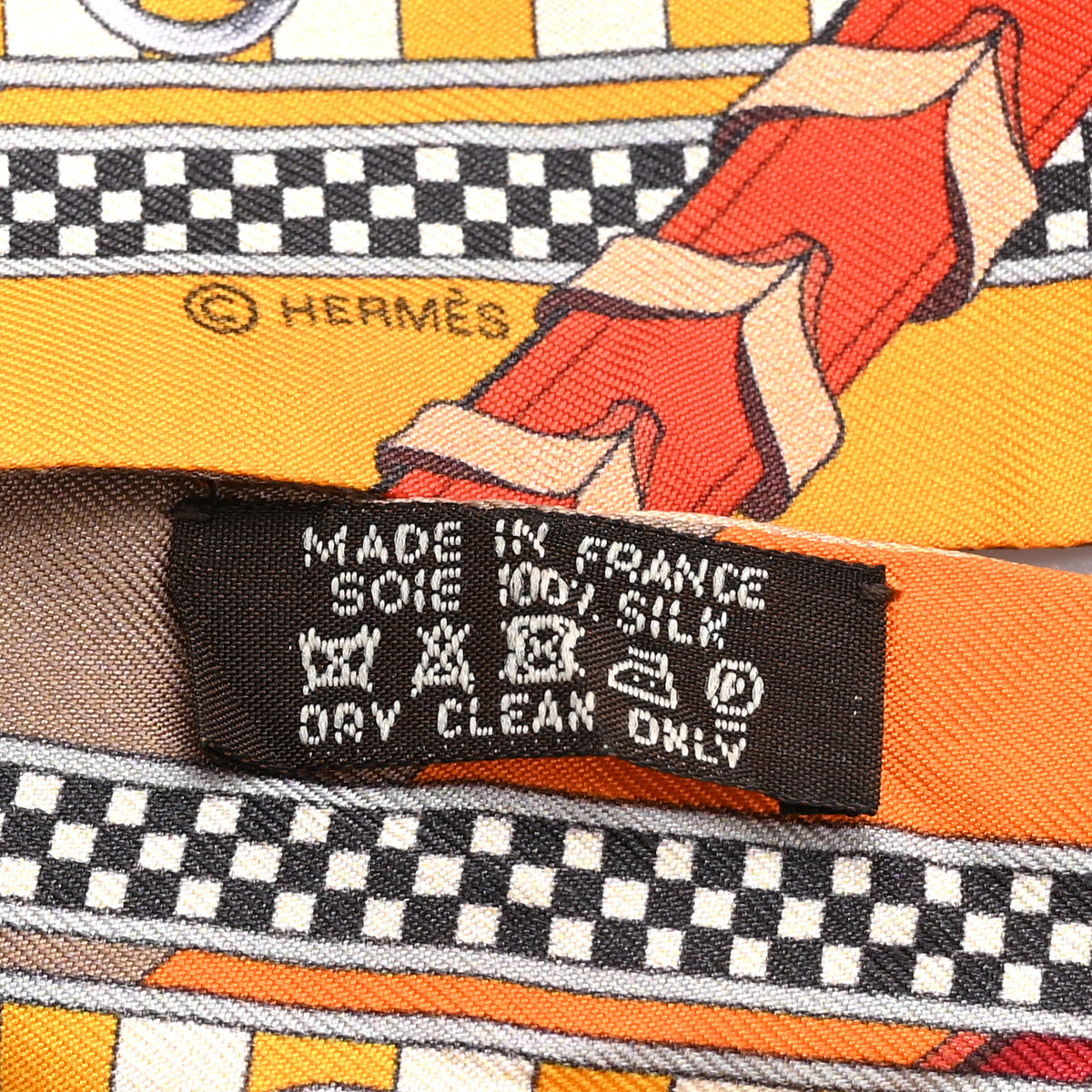 Hermes Silk Brides et Gris-Gris Twilly Orange Beige Corail 3 of 3