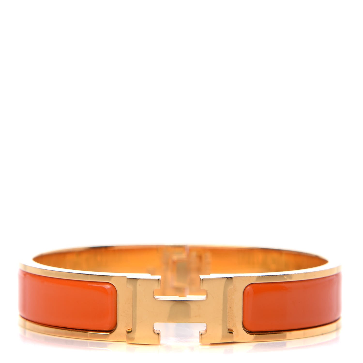 Hermes Enamel Narrow Clic Clac H Bracelet GM Orange 1 of 5