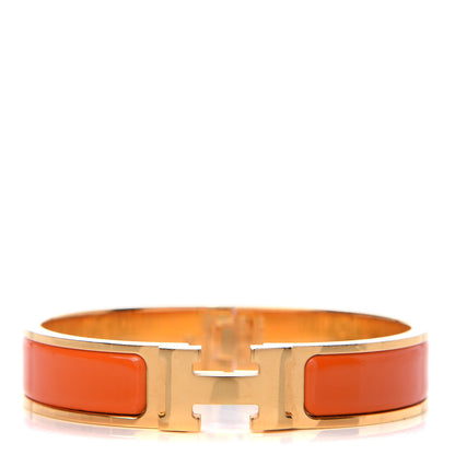 Hermes Enamel Narrow Clic Clac H Bracelet GM Orange 1 of 5