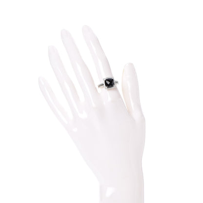 David Yurman Sterling Silver Diamond Black Onyx 9mm Chatelaine Pave Bezel Ring 54 6.75 2 of 5