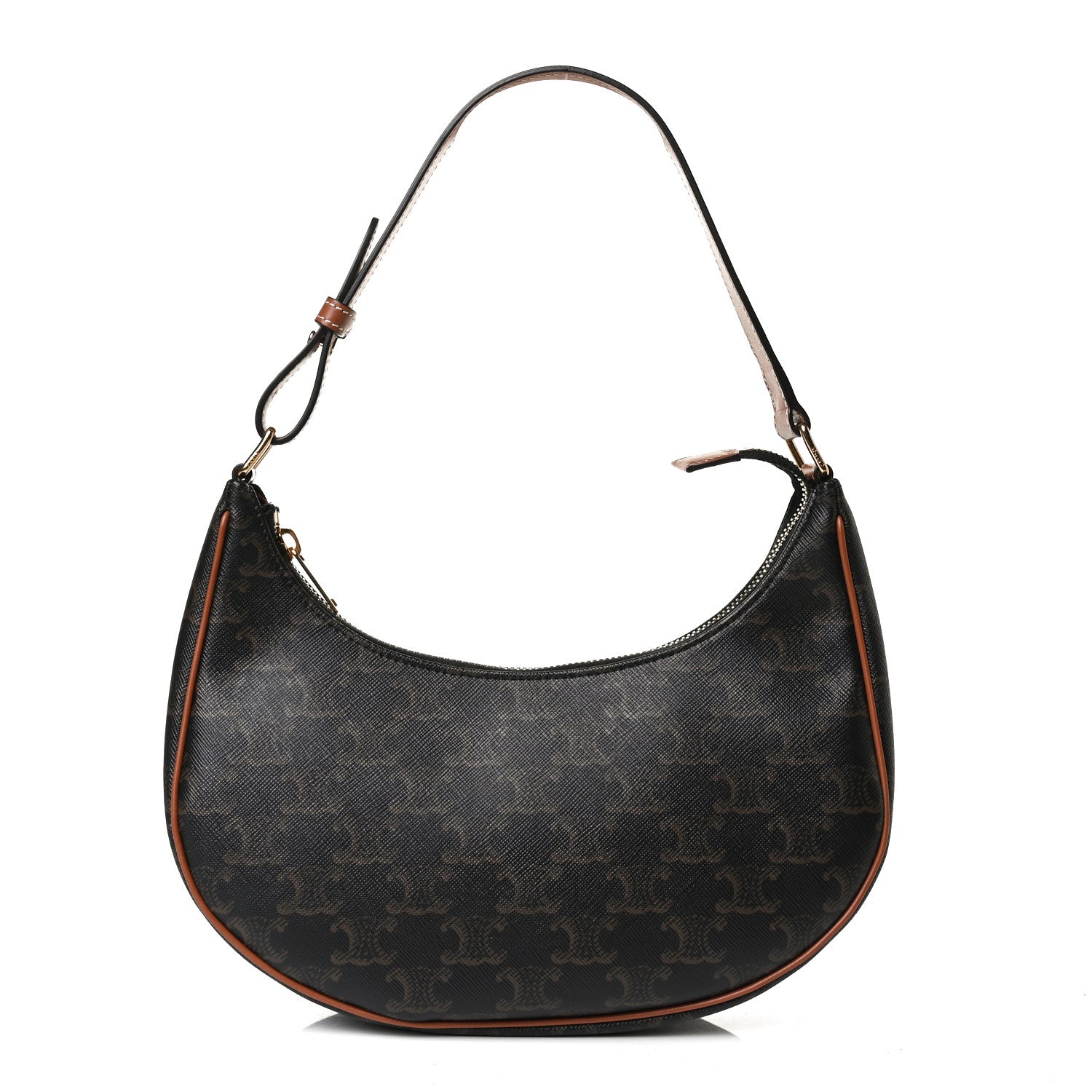 Celine Triomphe Canvas Calfskin Ava Shoulder Bag Tan 1 of 12