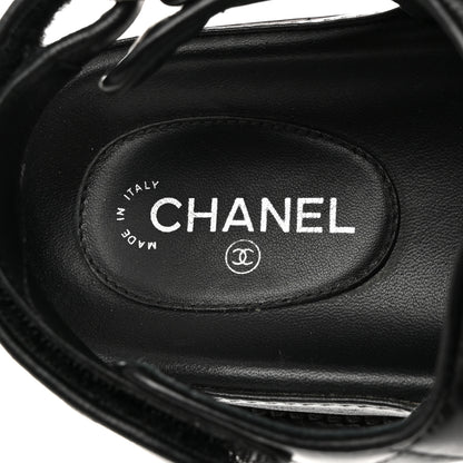 Chanel Lambskin Quilted Velcro Dad Sandals 37 So Black 6 of 9