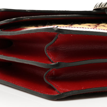 Gucci Straw Jacquard Azalea Calfskin GG Monogram Small Dionysus Shoulder Bag Natural New Cherry Red 9 of 10