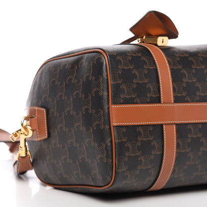 Celine Triomphe Canvas Calfskin Boston Bag Tan 6 of 9