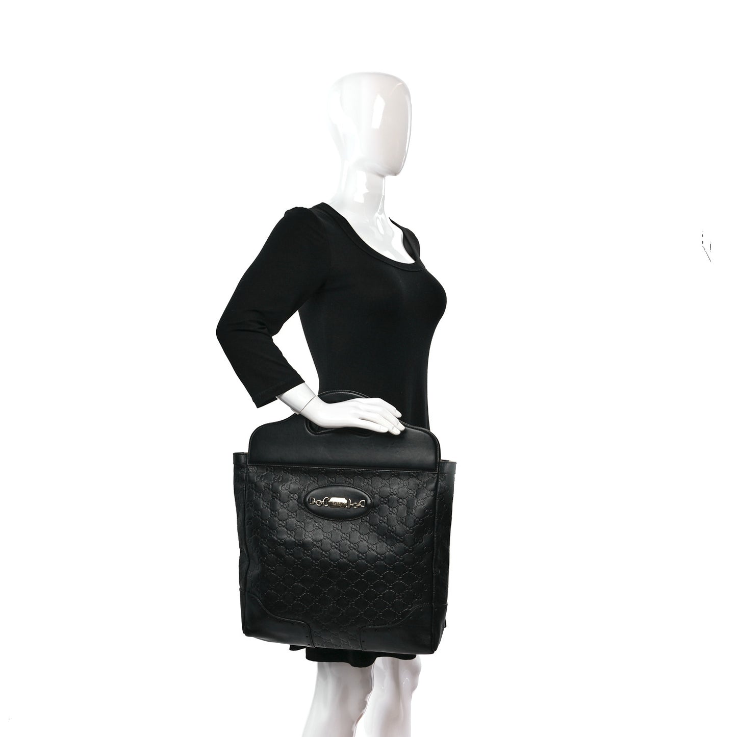Guccissima Large Punch Top Handle Tote Black