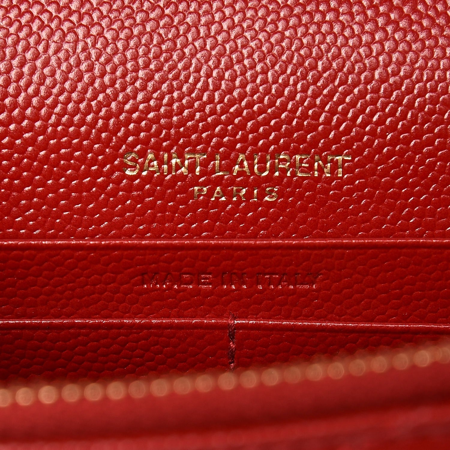 Saint Laurent Grain De Poudre Matelasse Chevron Monogram Envelope Chain Wallet New Red 6 of 7