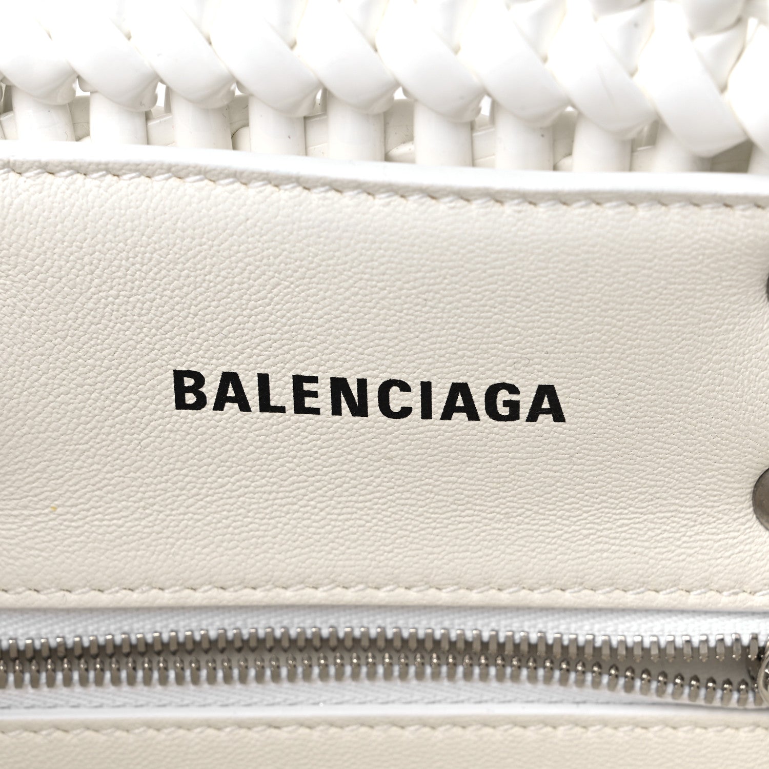 Balenciaga Faux Calfskin Braided Varnished XXS Bistro Basket White 6 of 9