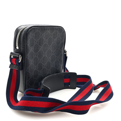 Gucci GG Supreme Monogram Appia Calfskin Web Small Camera Messenger Bag Black Grey 3 of 10
