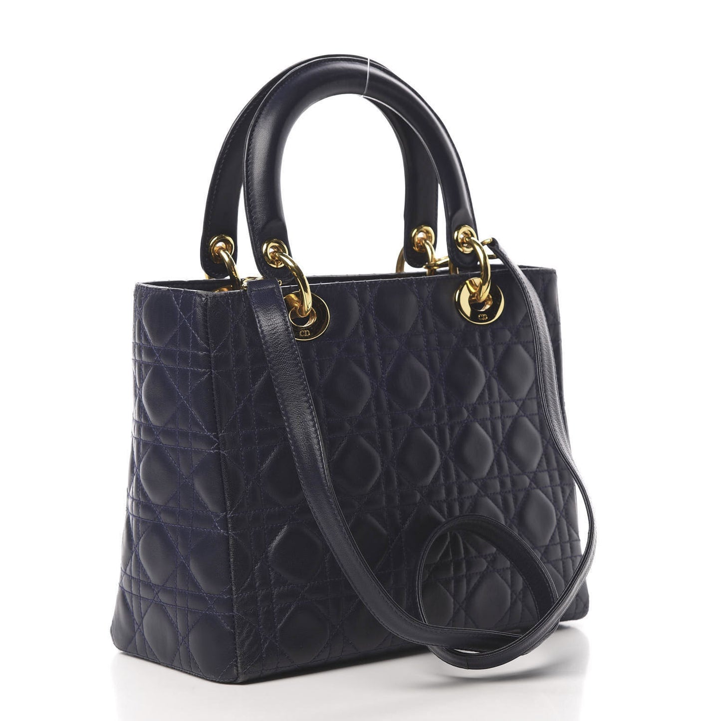 Lambskin Cannage Medium Lady Dior Navy Blue
