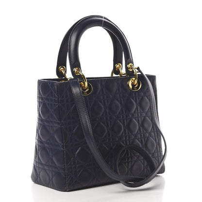 Christian Dior Lambskin Cannage Medium Lady Dior Navy Blue 3 of 15