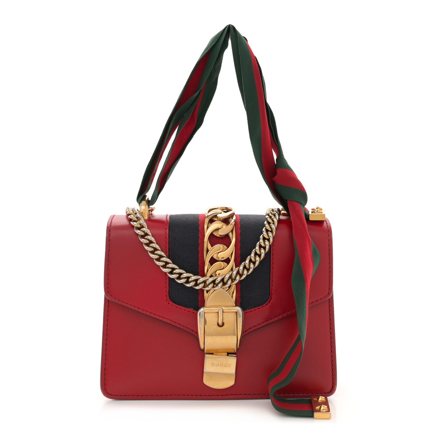Calfskin Mini Sylvie Chain Shoulder Bag Hibiscus Red