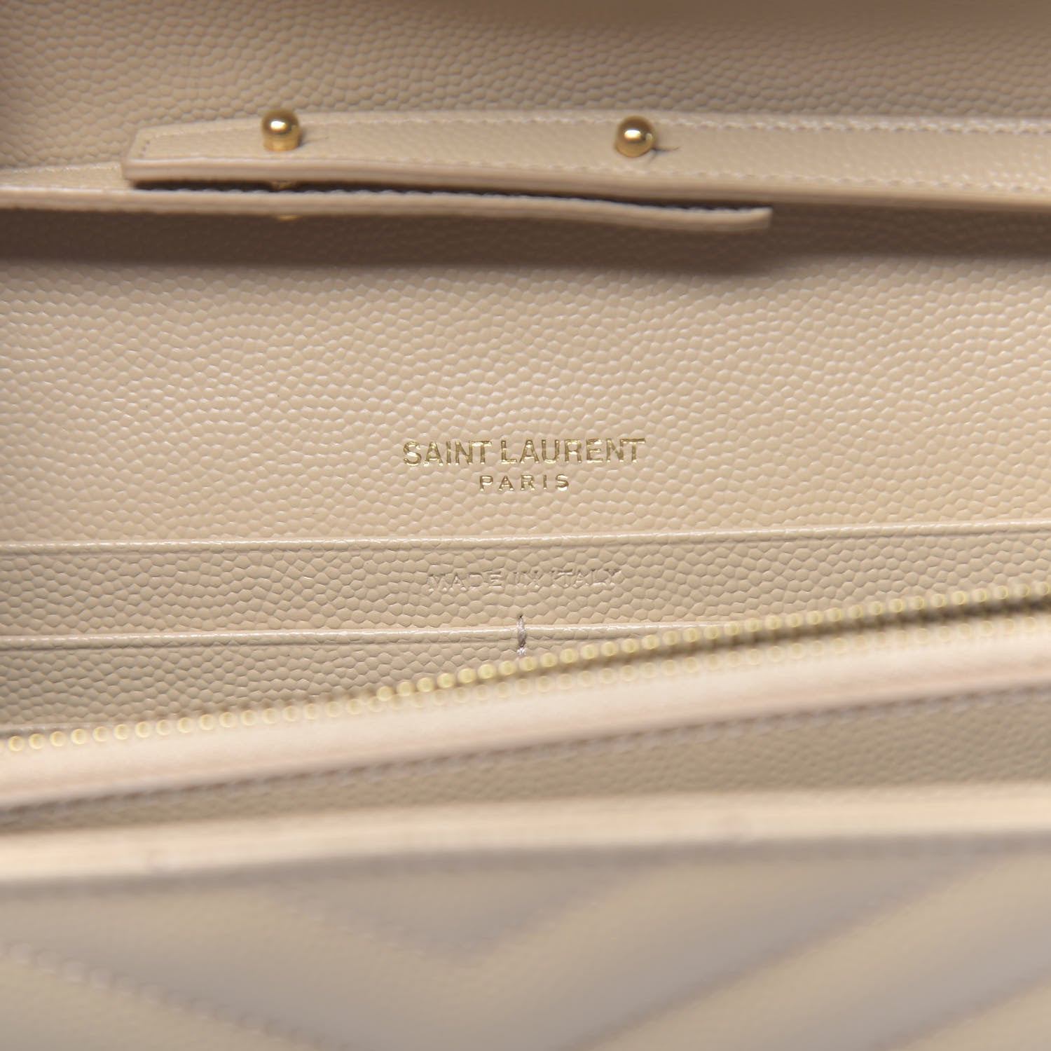 Saint Laurent Grain De Poudre Matelasse Chevron Monogram Chain Wallet Nude Powder 6 of 9