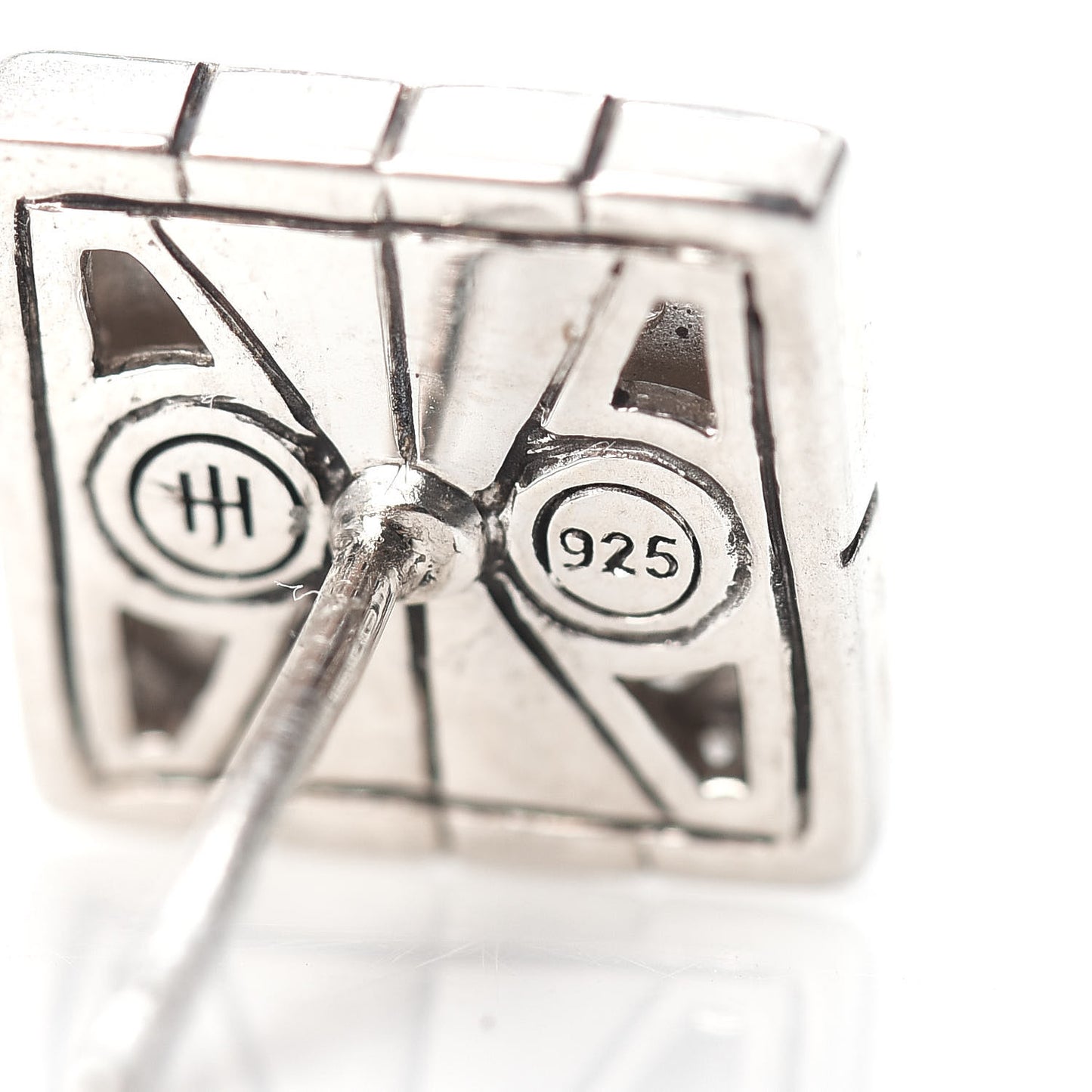 Sterling Silver Diamond Modern Chain Square Earrings