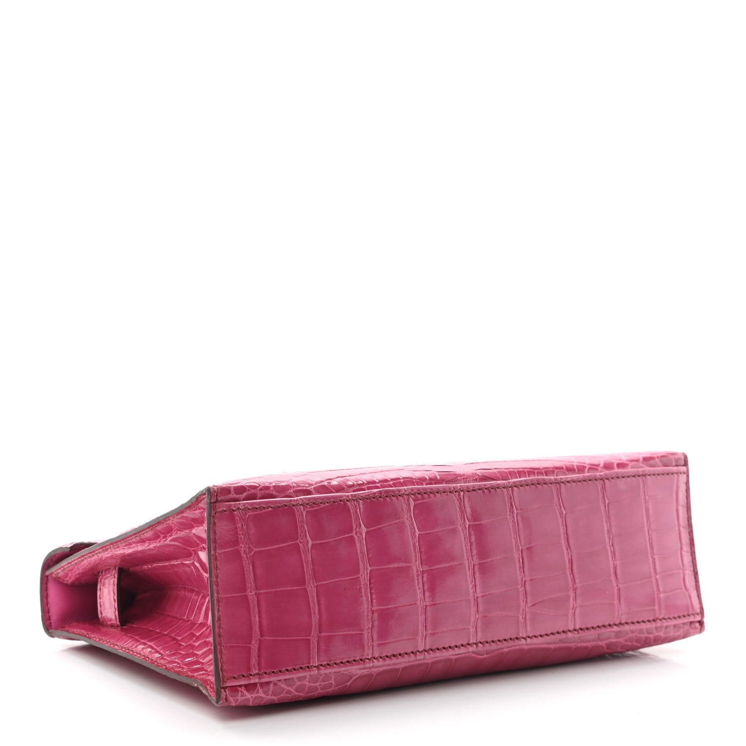 Hermes Shiny Alligator Kelly Pochette Fuchsia 4 of 12