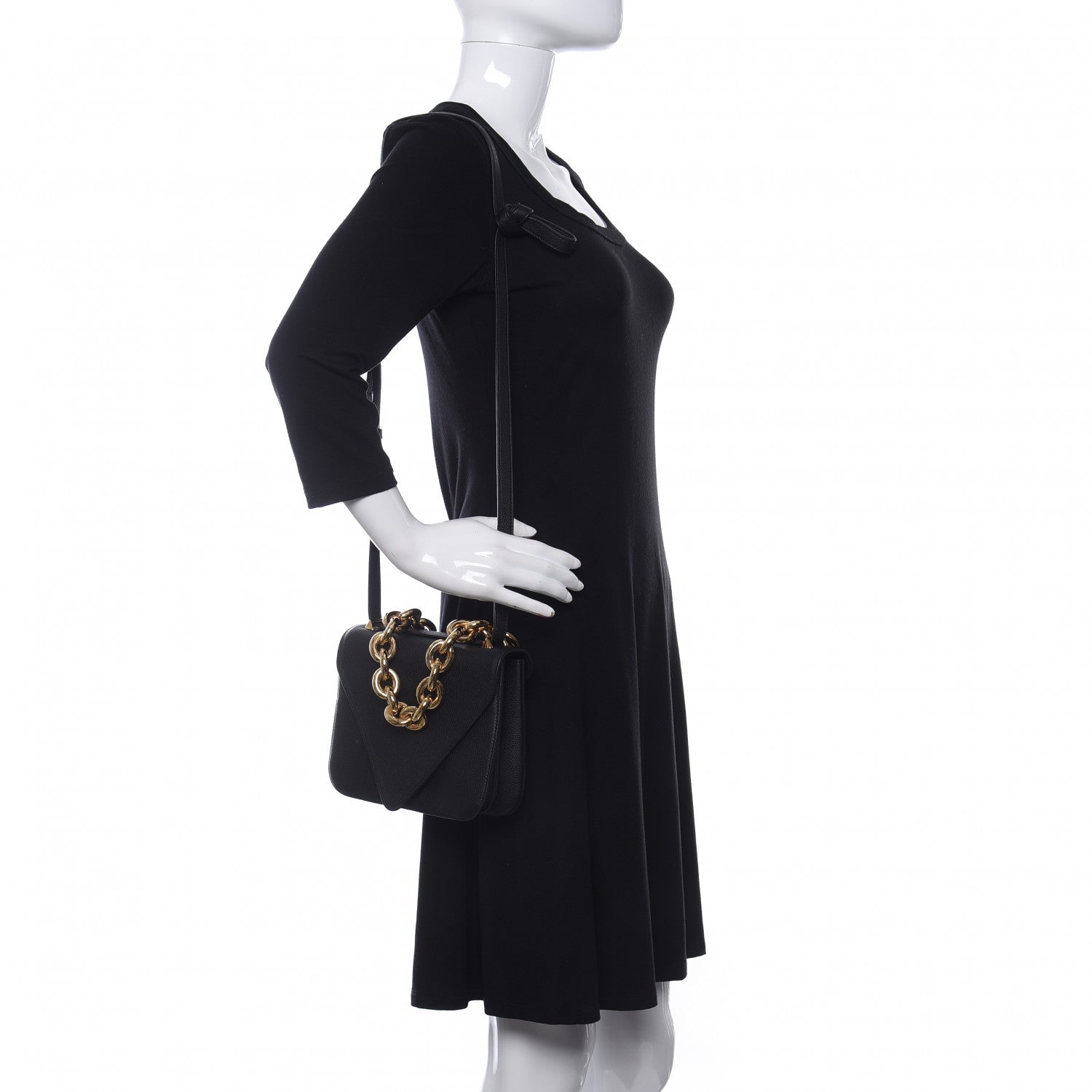 Bottega Veneta Calfskin Mount Envelope Bag Black 2 of 9