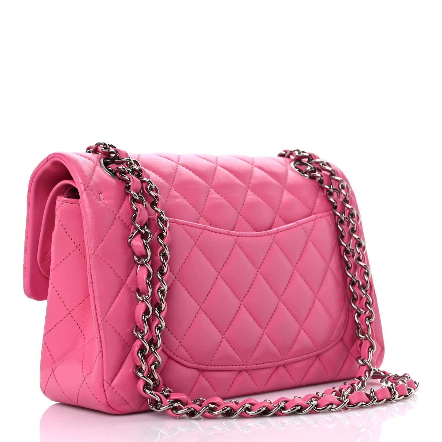 Lambskin Quilted Small Double Flap Pink