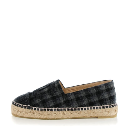 Chanel Flannel CC Espadrilles 35 Grey Black 1 of 10